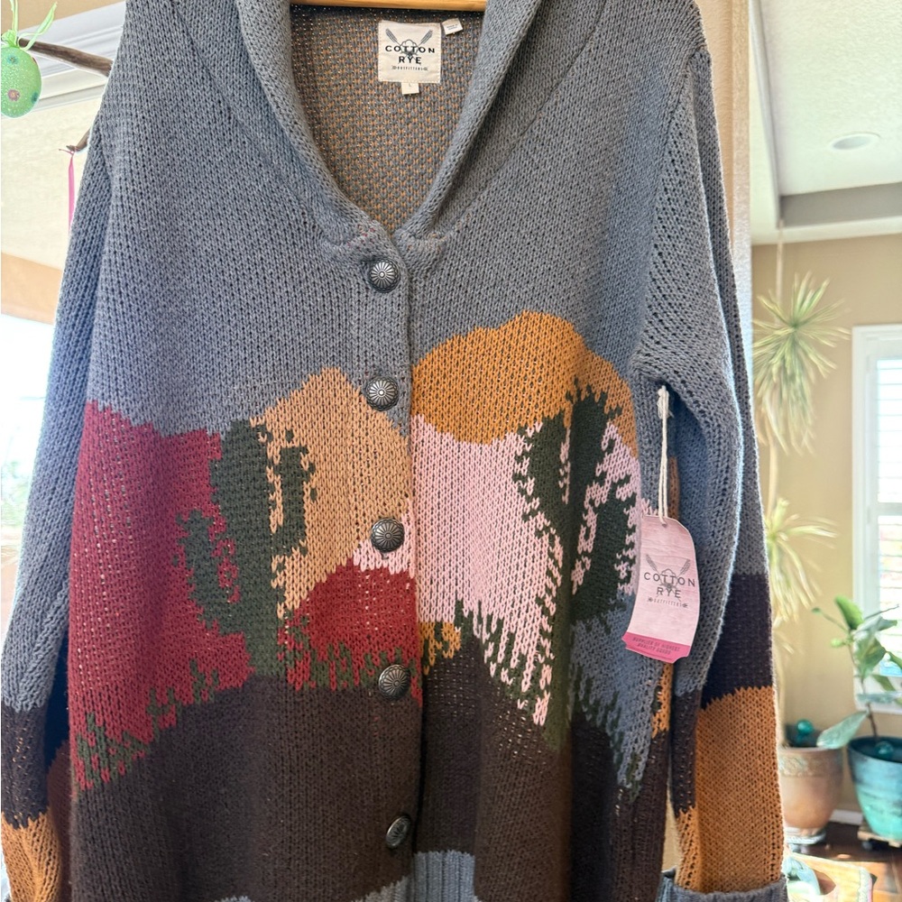 Beautiful Women's Multicolor Cactus Cardigan Sweater
